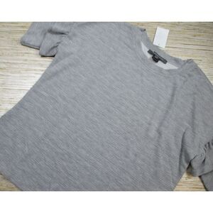 X-1 French Connection soft knit ruffle sleeve Top GREY sz M $118